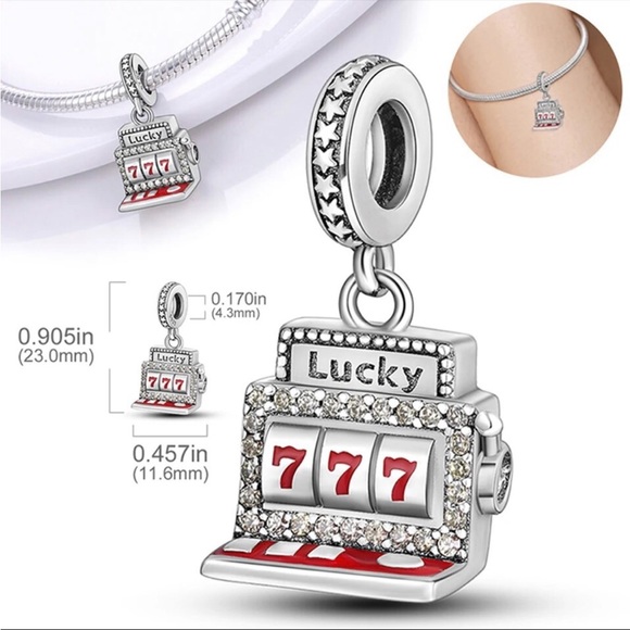 NWOT Lucky Casino Slot Machine Las Vegas Dangle Charm Sterling Silver 925 - Picture 2 of 16